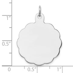 Sterling Silver Rh-plt Engraveable Polished Front/ Back Disc Charm