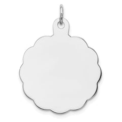 Sterling Silver Rh-plt Engraveable Polished Front/Satin Back Disc Charm - 8