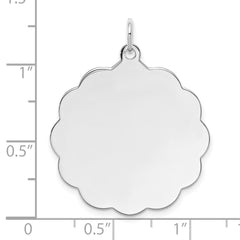 Sterling Silver Rh-plt Engraveable Polished Front/Satin Back Disc Charm - 44