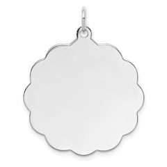 Sterling Silver Rh-plt Engraveable Polished Front/Satin Back Disc Charm - 45