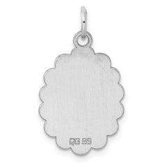 Sterling Silver Rh-plt Engraveable Polished Front/Satin Back Disc Charm - 46