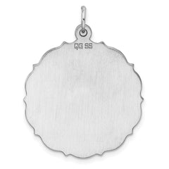 Sterling Silver Rh-plt Engraveable Polished Front/Satin Back Disc Charm - 49
