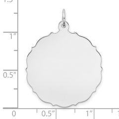 Sterling Silver Rh-plt Engraveable Polished Front/Satin Back Disc Charm - 49
