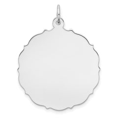 Sterling Silver Rh-plt Engraveable Polished Front/Satin Back Disc Charm - 49