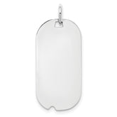 SS Rh-plt Engraveable Dog Tag Polished Front/Satin Back Disc Charm - 4