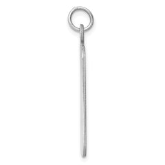 SS Rh-plt Engraveable Rectangle Polished Front/Satin Back Disc Charm - 10