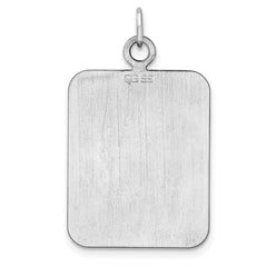 SS Rh-plt Engraveable Rectangle Polished Front/Satin Back Disc Charm - 10