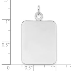 SS Rh-plt Engraveable Rectangle Polished Front/Satin Back Disc Charm - 10