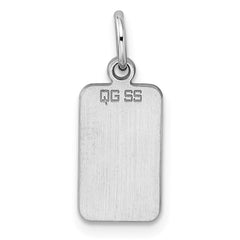 SS Rh-plt Engraveable Rectangle Polished Front/Satin Back Disc Charm - 6