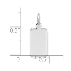 SS Rh-plt Engraveable Rectangle Polished Front/Satin Back Disc Charm - 5