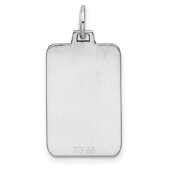 Sterling Silver Rhod.-plated Eng. Rect. Polish Front/Satin Back Disc Charm - 7