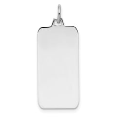 Sterling Silver Rhod-plate Eng. Rect. Polish Front/Satin Back Disc Charm - 20