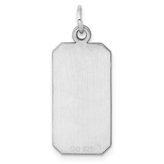 SS Rh-plt Engraveable Rectangle Polished Front/Satin Back Disc Charm - 7