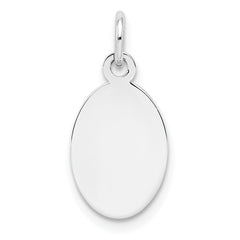 Sterl Silver Rh-plt Engraveable Oval Polished Front/Satin Back Disc Charm - 11
