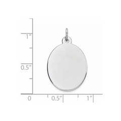 Sterling Silver Rhod-plate Eng. Oval Polish Front/Satin Back Disc Charm - 33