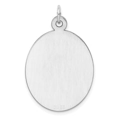 Sterling Silver Rhod-plate Eng. Oval Polish Front/Satin Back Disc Charm - 8