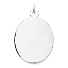 Sterling Silver Rhod-plate Eng. Oval Polish Front/Satin Back Disc Charm - 8