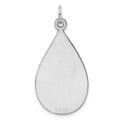 SS Rh-plt Engraveable Teardrop Polished Front/Satin Back Disc Charm - 2