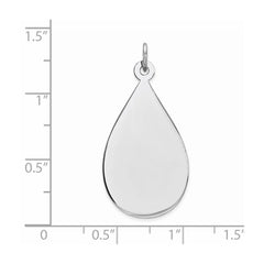 SS Rh-plt Engraveable Teardrop Polished Front/Satin Back Disc Charm - 2