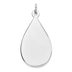 SS Rh-plt Engraveable Teardrop Polished Front/Satin Back Disc Charm - 2