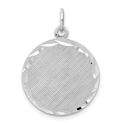 SS Rh-plt Engraveable Round Patterned Polished Front/Satin Back Disc - 3