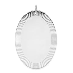 Sterl Silver Rh-plt Engraveable Oval Polished Front/Satin Back Disc Charm - 5
