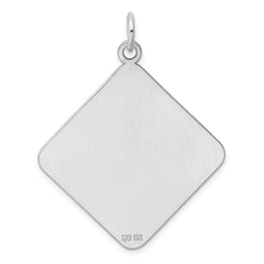 Sterling Silver Rh-plt Engraveable Polished Front/Satin Back Disc Charm
