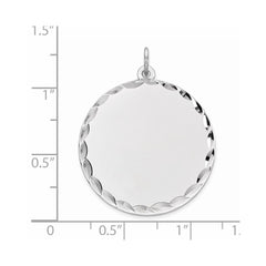 Sterling Silver Rhod-plated Eng. Rnd Polish Front/Satin Back Disc Charm - 21