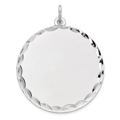 Sterling Silver Rhod-plated Eng. Rnd Polish Front/Satin Back Disc Charm - 6