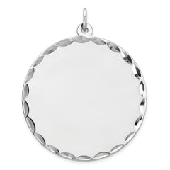 Sterling Silver Rhod-plated Eng. Rnd Polish Front/Satin Back Disc Charm - 15