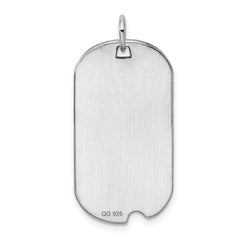 Sterling Silver Rhod.-plate Eng. Dog Tag Polish Front/Satin Back Disc Charm - 2