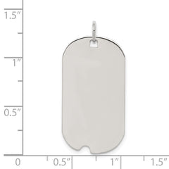 Sterling Silver Rhod.-plate Eng. Dog Tag Polish Front/Satin Back Disc Charm