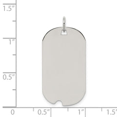 Sterling Silver Rhod-plate Eng. Dog Tag Polish Front/Satin Back Disc Charm