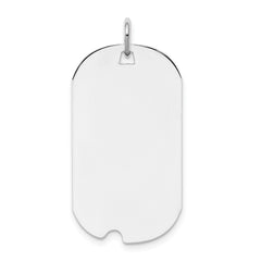 Sterling Silver Rhod-plate Eng. Dog Tag Polish Front/Satin Back Disc Charm