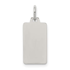 Sterling Silver Rhod-plate Eng. Rect. Polish Front/Satin Back Disc Charm - 8