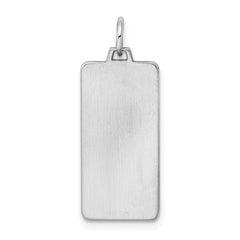 Sterling Silver Rhod-plate Eng. Rect. Polish Front/Satin Back Disc Charm - 10