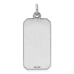 Sterling Silver Rhod-plate Eng. Rect. Polish Front/Satin Back Disc Charm - 37