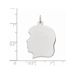 Sterling Silver Rhod-plate Eng. Girl Polished Front/Satin Back Disc Charm - 8