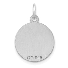 SS Rh-plt Engraveable Round Polished Front/Satin Back Disc Charm - 17