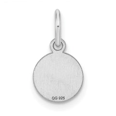 SS Rh-plt Engraveable Round Polished Front/Satin Back Disc Charm - 19