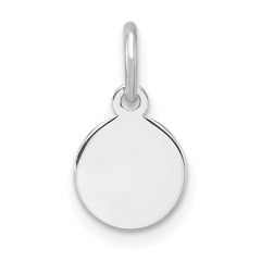 SS Rh-plt Engraveable Round Polished Front/Satin Back Disc Charm - 19