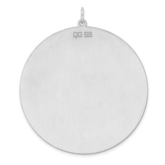 Sterling Silver Rhod-plated Eng. Rnd Polish Front/Satin Back Disc Charm - 37