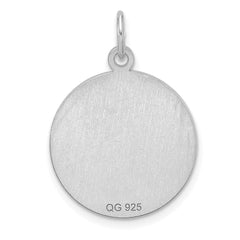 Sterling Silver Rhod-plated Eng. Rnd Polish Front/Satin Back Disc Charm - 45