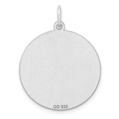 Sterling Silver Rhod-plated Eng. Rnd Polish Front/Satin Back Disc Charm - 33