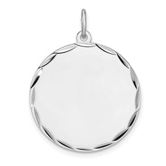 Sterling Silver Rhod-plated Eng. Rnd Polish Front/Satin Back Disc Charm - 38