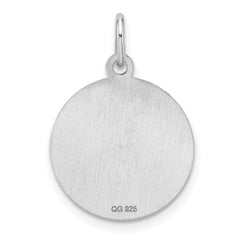 Sterling Silver Rhod-plated Eng. Rnd Polish Front/Satin Back Disc Charm - 41