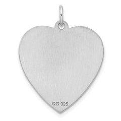 SS Rh-plt Engraveable Heart Polished Front/Satin Back Disc Charm - 29