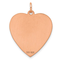 Sterling Silver RG Plated Engraveable Heart Polished Front/Satin Back Disc - 30