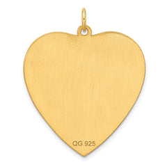 Sterling Silver GP Engraveable Heart Polished Disc Charm - 40