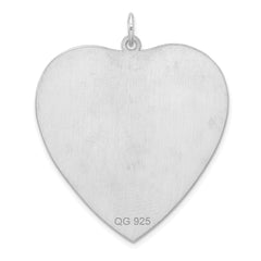 SS Rh-plt Engraveable Heart Polished Front/Satin Back Disc Charm - 31